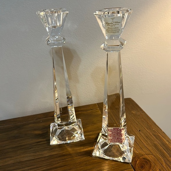 Crystal Clear crystal candlesticks pair
